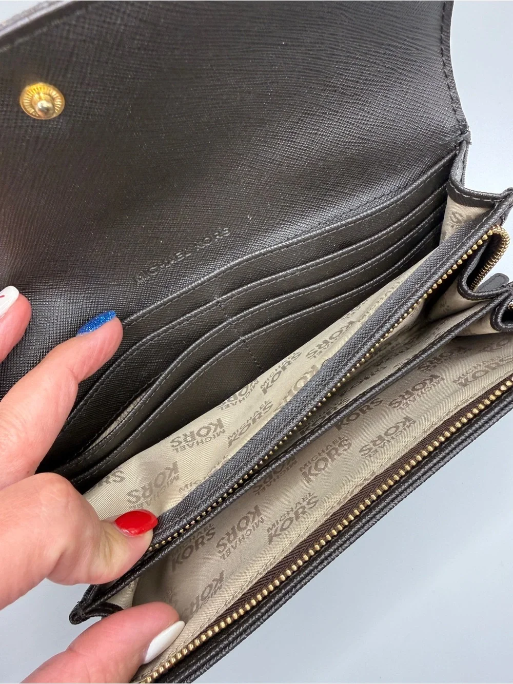 Michael Kors Signature Coated Canvas Flap Continental Wallet - Brown & Gold